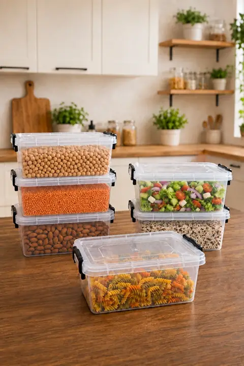 6-Piece Locking-Lid Rectangular Storage Container Set, 5.5 L, Microwave Safe
