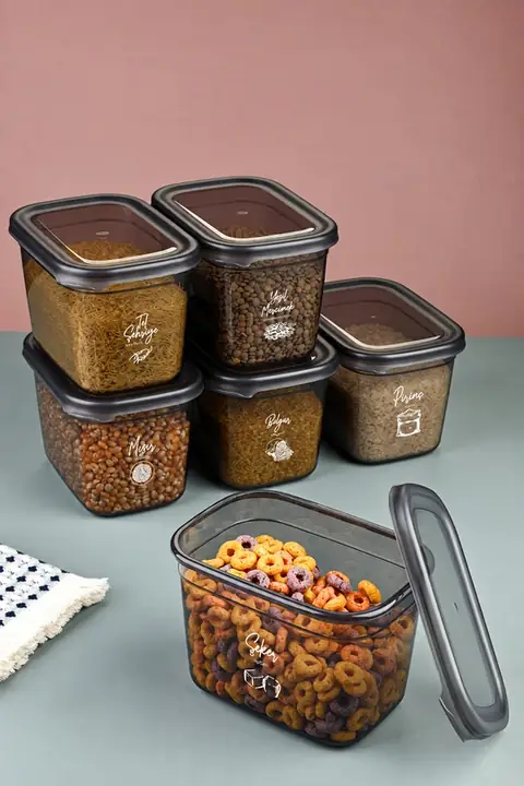 6-Piece Rectangular Storage Container Set, 1.3 L