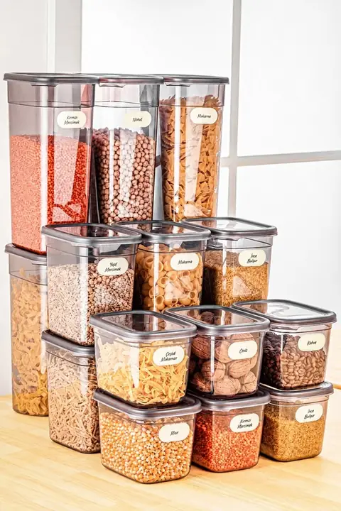 18-Piece Rectangular Storage Container Set with Labels, 6×(1.3/2/3.2 L)