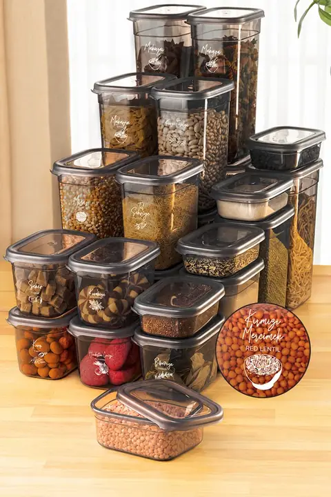 25-Piece Rectangular Storage Container Set, 5×(1.9/1.5/1.15/0.8/0.4 L)