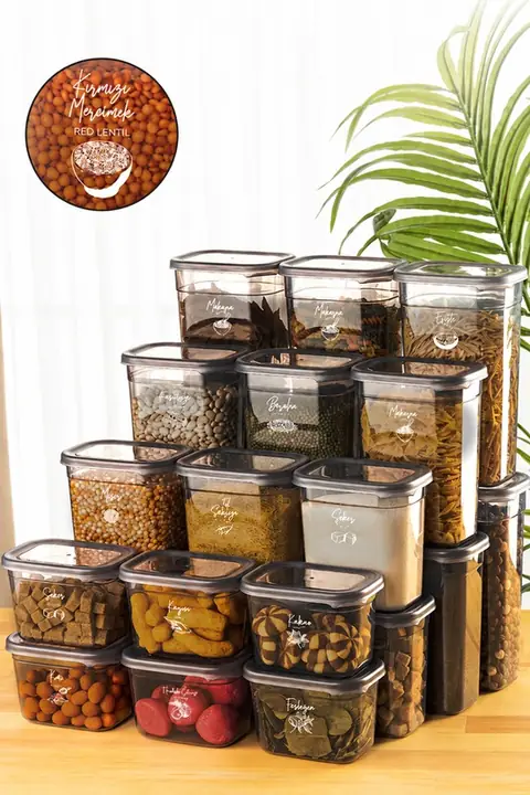 24-Piece Rectangular Storage Container Set with Labels, 6×(1.9/1.5/1.15/0.8 L)