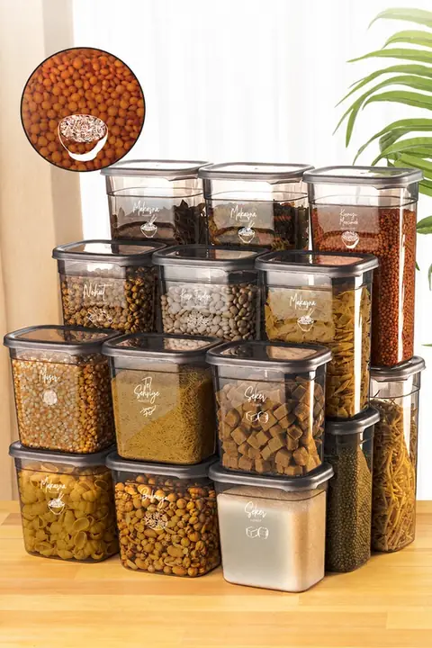 18-Piece Rectangular Storage Container Set with Labels, 6×(1.9/1.5/1.15 L)