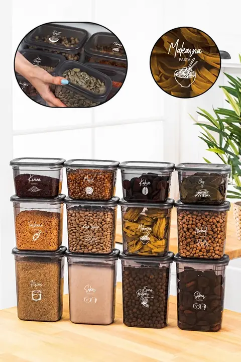 12-Piece Rectangular Storage Container Set, 4×(1.5/1.15/0.8 L)