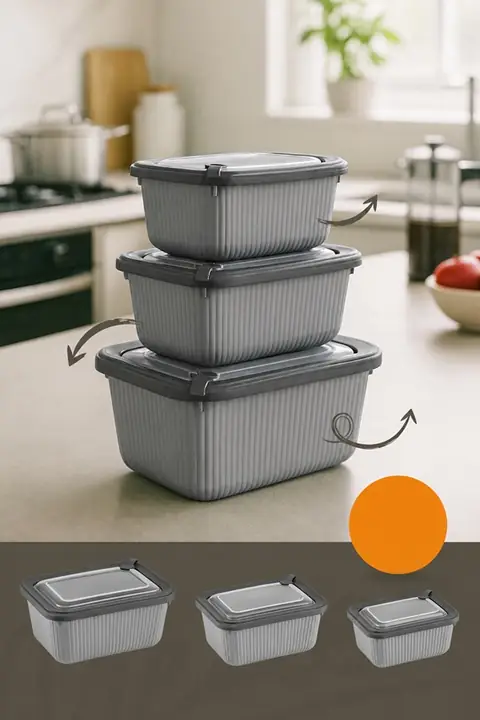 6-Piece Microwave & Freezer Safe Rectangular Storage Set, 2×(600/1050/1750 ml)