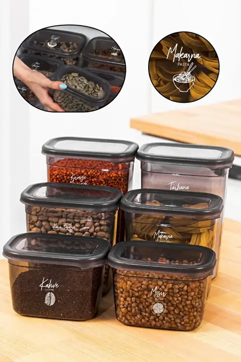 6-Piece Rectangular Storage Container Set, 2×(1.5/1.15/0.8 L)