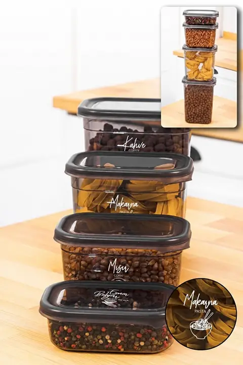 4-Piece Rectangular Storage Container Set, 1.5/1.15/0.8/0.4 L