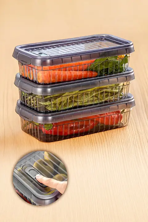 3-Piece Locking-Lid Storage Container Set, 2 L