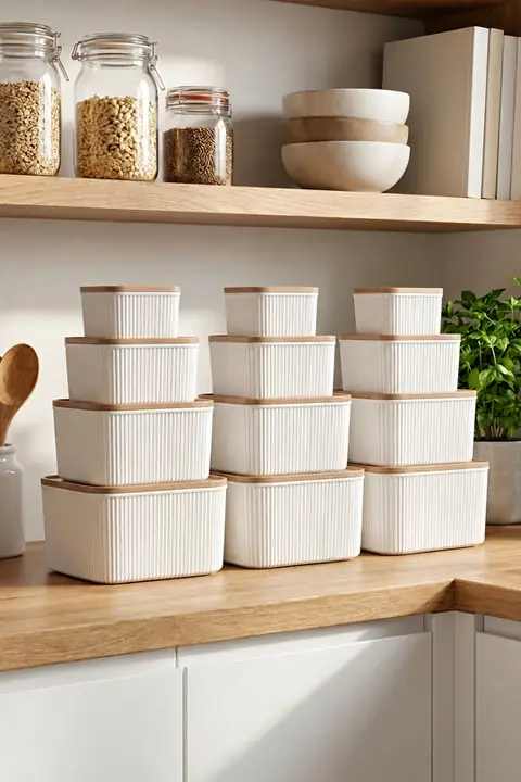 12-Piece Ribbed Square Storage Container Set, Microwave & Freezer Safe