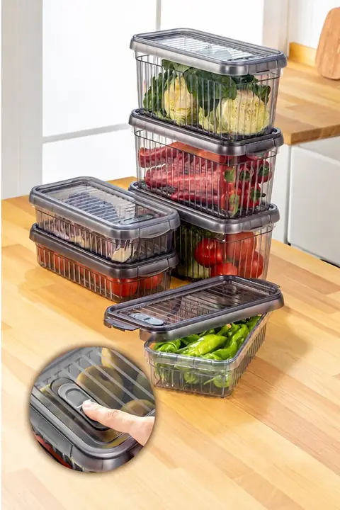 6-Piece Locking-Lid Storage Container Set, 3×(2/4 L)