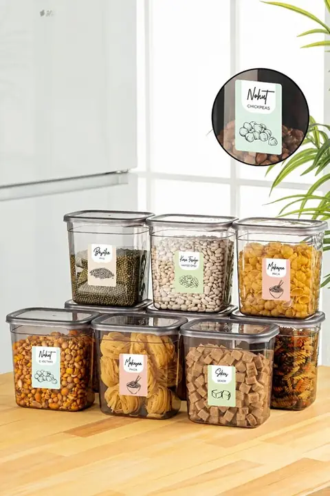 9-Piece Rectangular Storage Container Set, 2 L