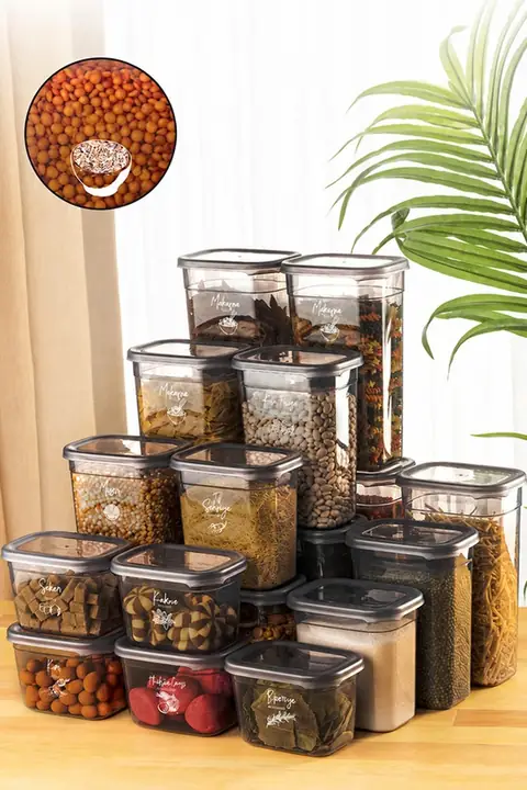 20-Piece Rectangular Storage Container Set with Labels, 5×(1.9/1.5/1.15/0.8 L)