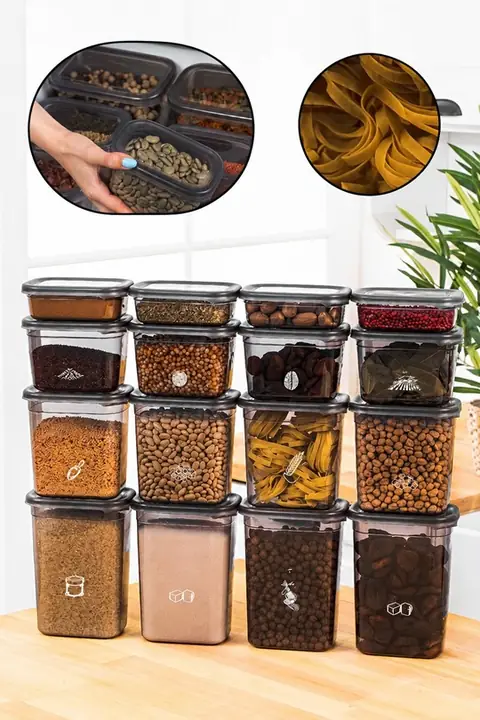 16-Piece Rectangular Storage Container Set, 4×(1.5/1.15/0.8/0.4 L)