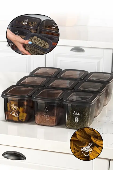 9-Piece Tall Rectangular Storage Container Set with Lids, 1.3 L