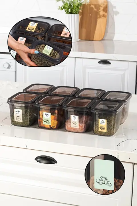 8-Piece Rectangular Storage Container Set, 1.3 L