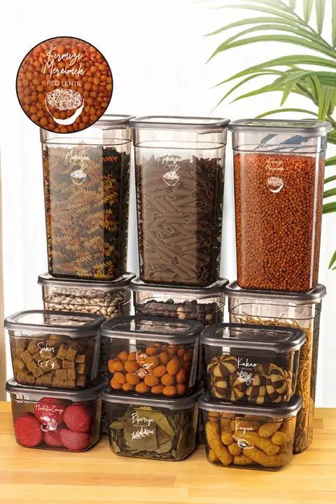 12-Piece Rectangular Storage Container Set with Labels, 6×(1.9/0.8 L)