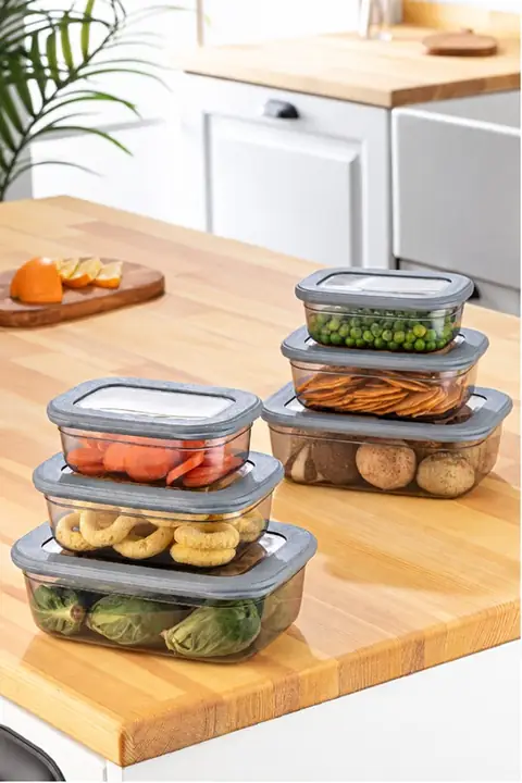 6-Piece Shallow Rectangular Storage Set, 2×(400/670/1200 ml)