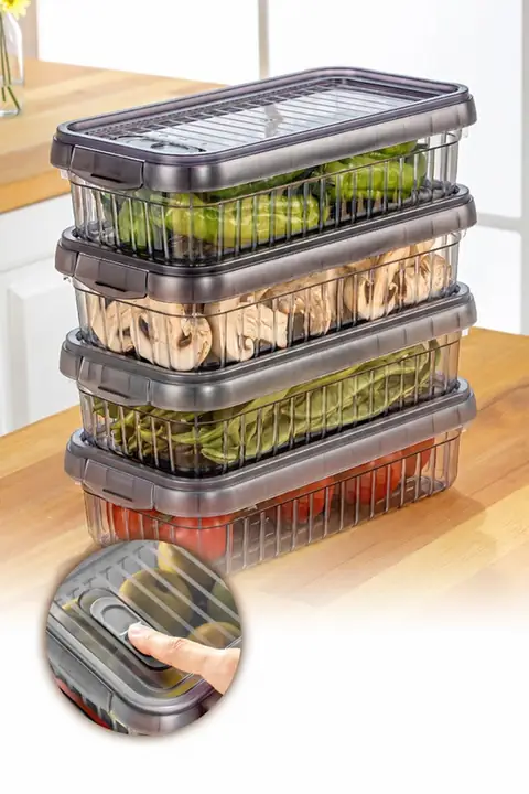 4-Piece Locking-Lid Storage Container Set, 2 L