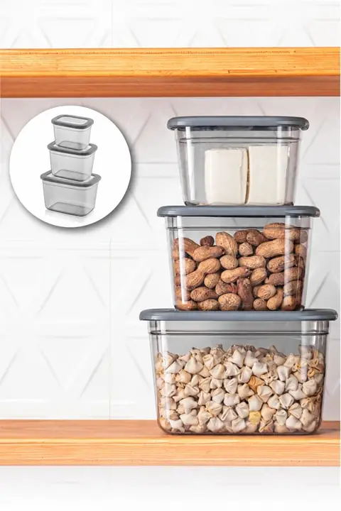 3-Piece Deep Rectangular Storage Set, 2300/1300/800 ml