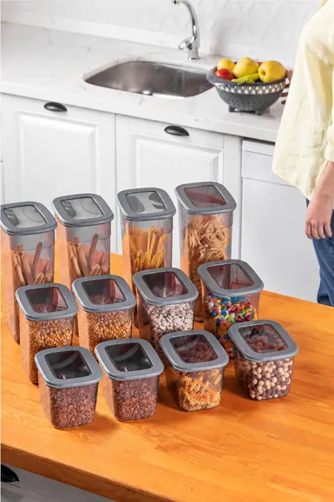 12-Piece Tall Rectangular Storage Container Set with Lids, 4×(1.3/2/3.2 L)