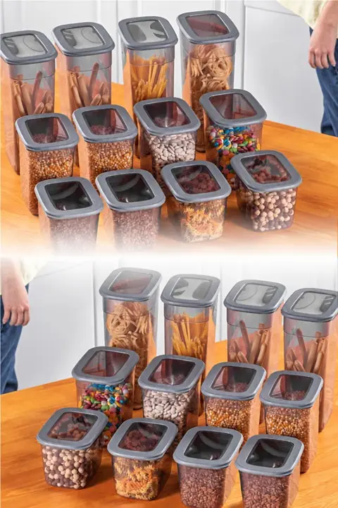 24-Piece Tall Rectangular Storage Container Set with Lids, 8×(1.3/2/3.2 L)