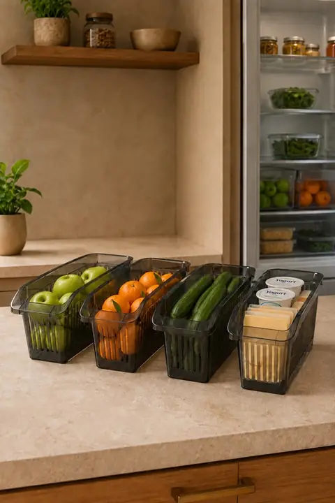 4-Piece Fridge & Cabinet Organizer Set