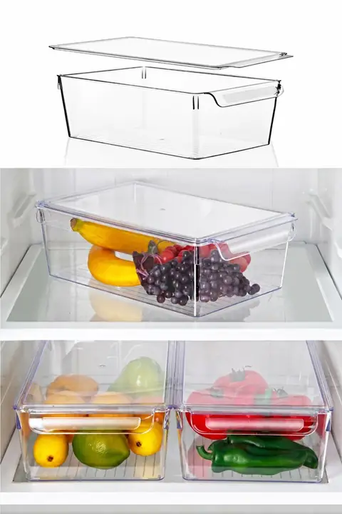 3-Pack Lidded Fridge Organizer, Medium 6.5 L