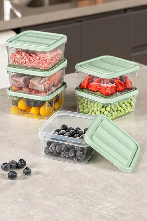 6-Piece Fridge & Freezer Organizer, 350 ml, Microwave & Freezer Safe