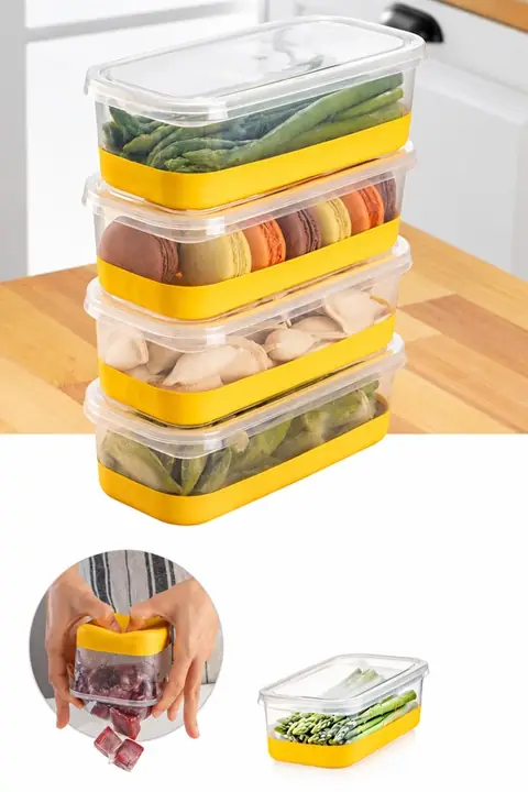 4-Piece Flexible-Bottom Freezer Container Set, 1000 ml