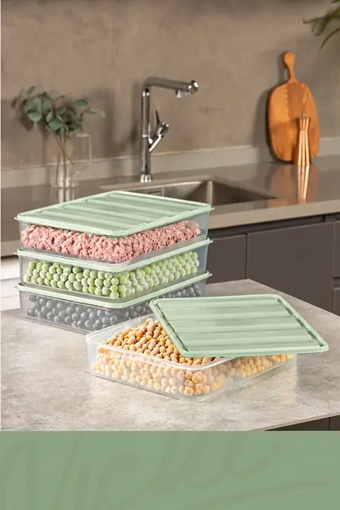4-Piece Fridge & Freezer Organizer, 3.5 L, Microwave & Freezer Safe