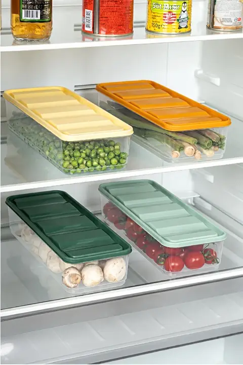 4-Piece Lidded Fridge Organizer Set, 1.65 L