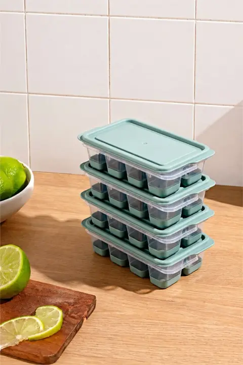 4-Piece Flexible-Bottom Ice Tray, 8 Cubes