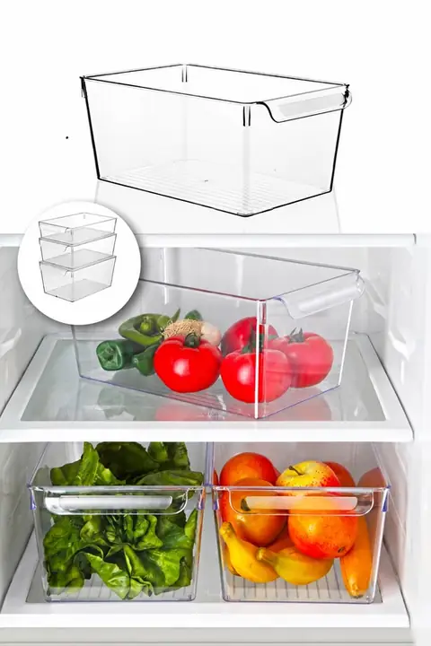 3-Pack Open Fridge Organizer, Large 9.1 L