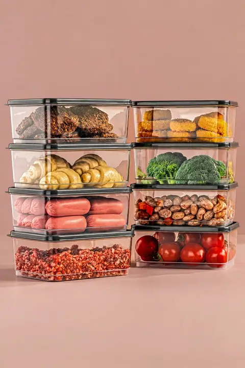 8-Piece Fridge Organizer & Freezer Storage Set, 775 ml, Microwave Safe