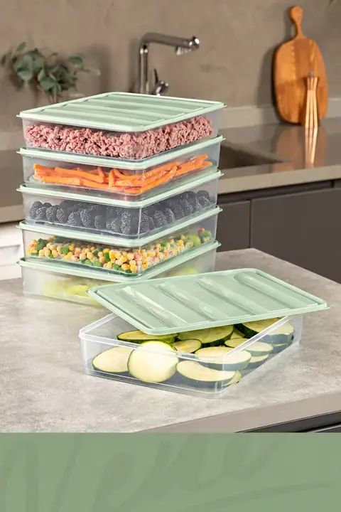 6-Piece Fridge & Freezer Organizer, 3.5 L, Microwave & Freezer Safe