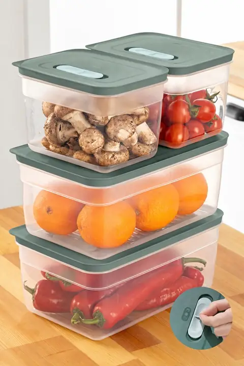 4-Piece Vented Produce Saver Set, 2×(2.35/5 L)