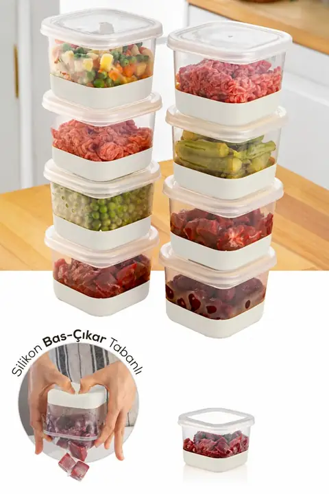 8-Piece Flexible-Bottom Freezer Container Set, 550 ml
