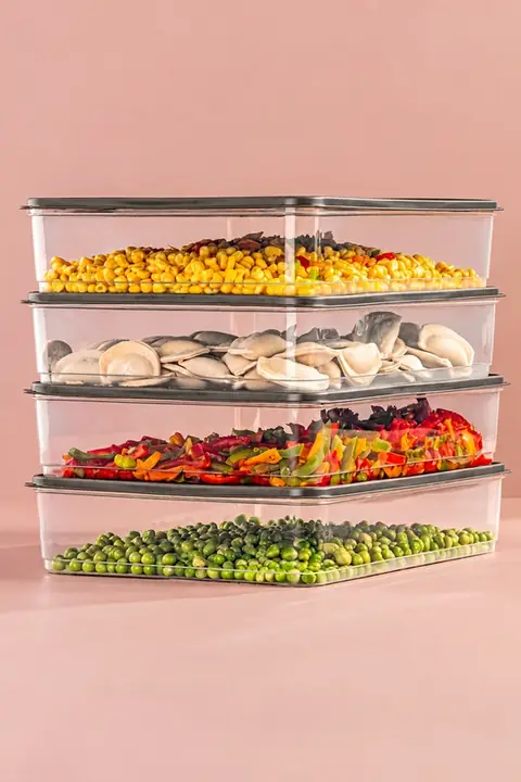 4-Piece Fridge Organizer & Freezer Storage Set, 3.5 L, Microwave Safe