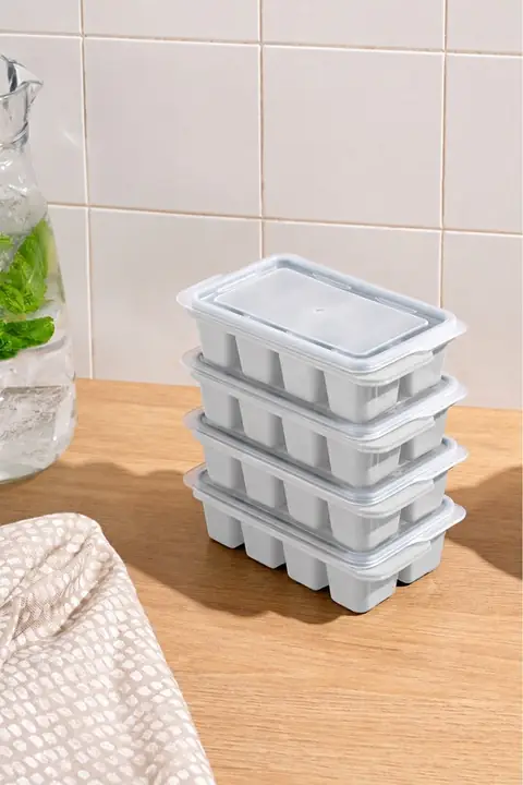 4-Piece Lidded Ice Tray, 8 Cubes
