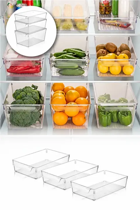 3-Pack Open Fridge Organizer, Small 4.5 L