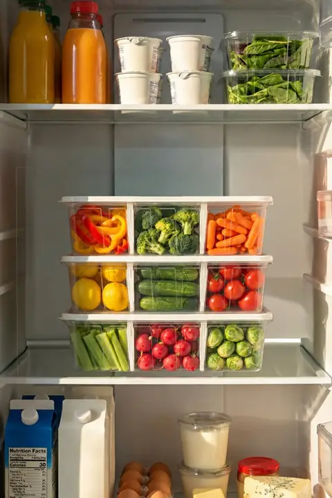 3-Piece Adjustable 3-Compartment Fridge Drawer Organizer, 6 L