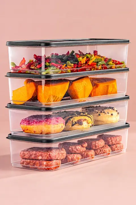 4-Piece Fridge Organizer & Freezer Storage Set, 1.65 L, Microwave Safe
