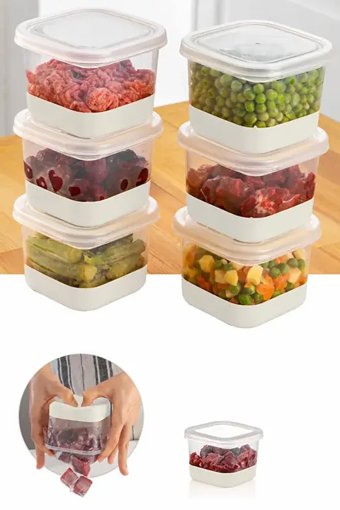 6-Piece Flexible-Bottom Freezer Container Set, 550 ml