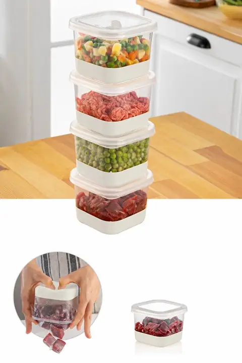 4-Piece Flexible-Bottom Freezer Container Set, 550 ml