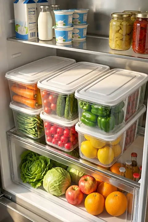 6-Piece Adjustable 3-Compartment Fridge Drawer Organizer, 6 L