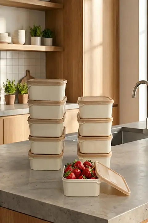10-Piece Fridge Organizer & Freezer Storage Set, 350 ml, Microwave Safe