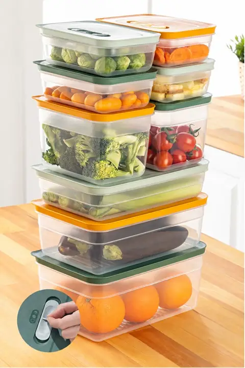 9-Piece Vented Produce Saver Set, 4×1.15 L + 2×2.35 L + 2.5/3.8/5 L