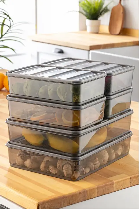 6-Piece Fridge Organizer Set, 2×3.5 L + 4×1.75 L