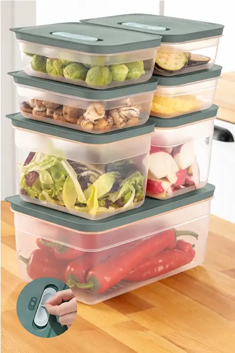 7-Piece Vented Produce Saver Set, 4×1.15 L + 2×2.35 L + 1×5 L