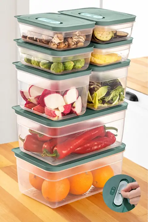 8-Piece Vented Produce Saver Set, 4×1.15 L + 2×(2.35/5 L)