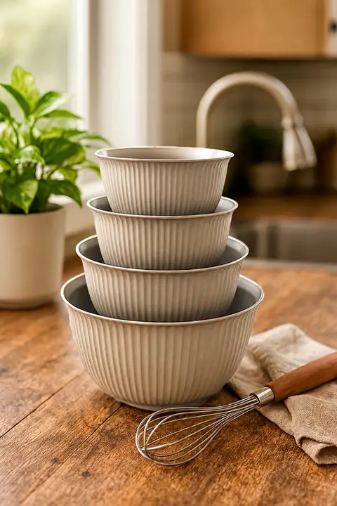 4-Piece Large Plastic Mixing & Storage Bowl Set, 1/2/3/5 L